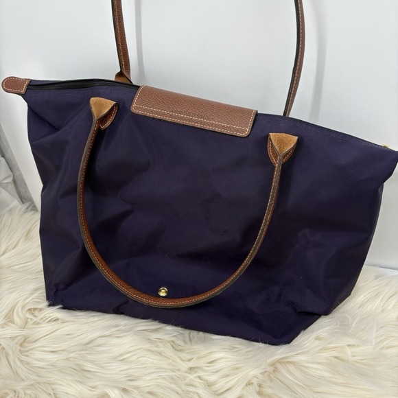 Longchamp le Pliage large tote 18 X 11" Purple Dark Plum - Picture 7 of 11